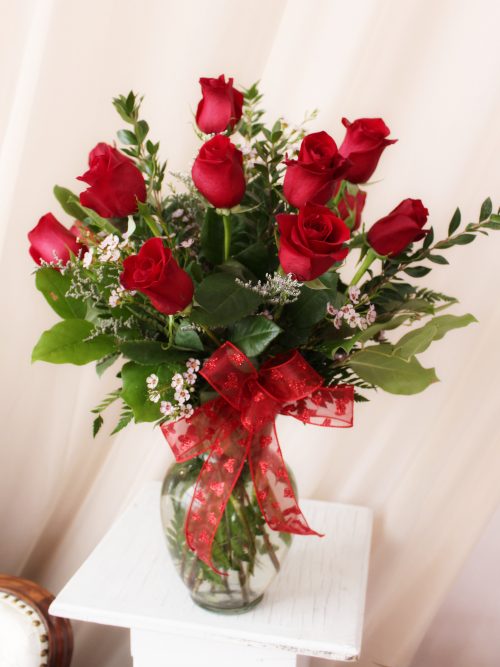 Dozen Rose Vase Arrangement